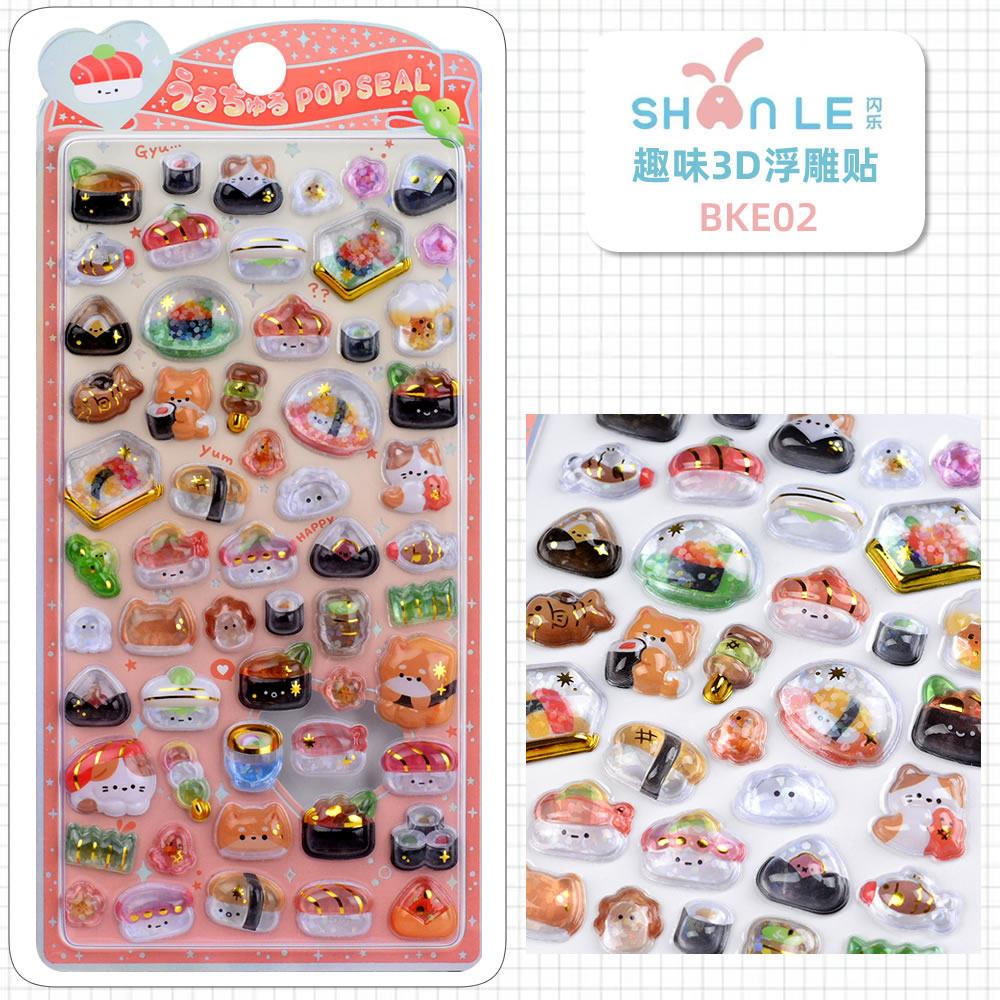 Japanese Style Cute Animal 3D Embossed Stickers Phone Case Decoration Crystal Stickers