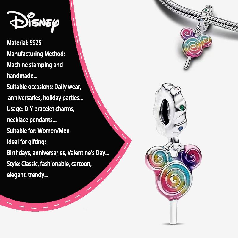 New Disney 925 Silver Winnie & Stitch Charms for Bracelet Necklace DIY Jewelry Gifts Holiday Party