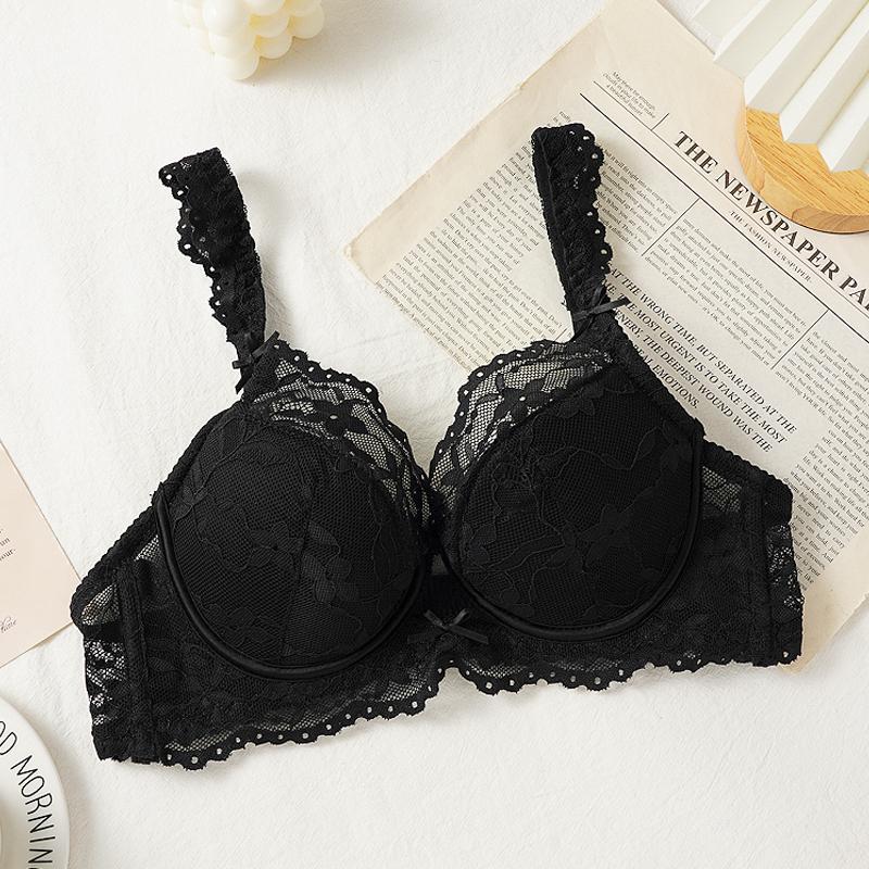 Sexy krajková mašlička tenká sekce podprsenka malá prsa shromážděná sbíraná podprsenky proti povislým prsům pohodlná měkká kostice