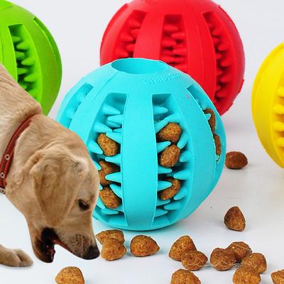 Pet Dog Chew Toy Food Dispenser Ball -Resistant Natural Rubber Clean Teeth