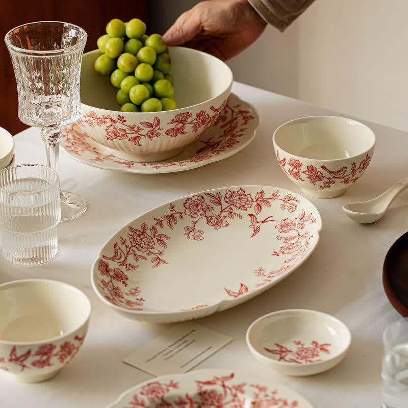 OIMG Nordic Floral Ceramic Serving Plate