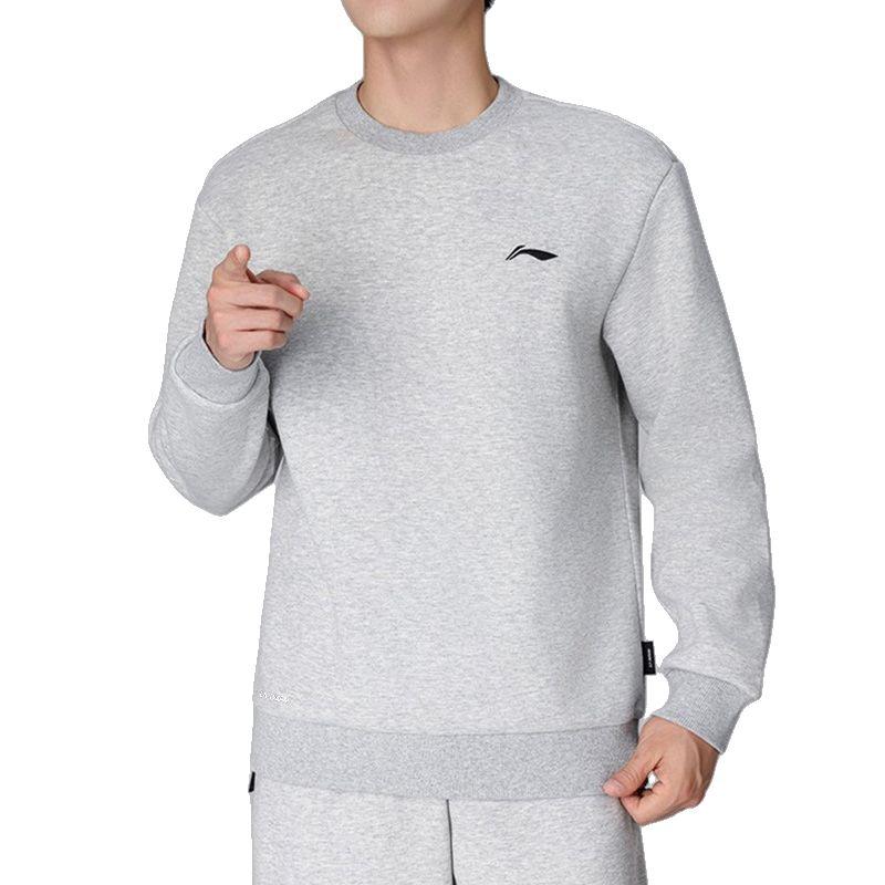 Li-Ning Thick Round Neck Cultural Shirt Loose Pullover Warm Fleece Sweatshirt Men Sweatshirt AWDVP89-2