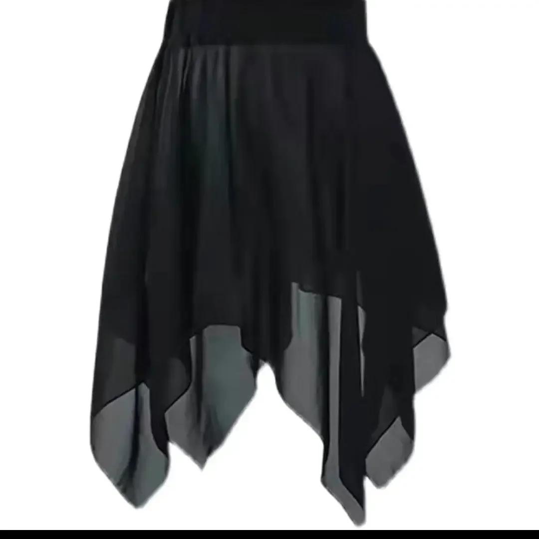 

Юбка-бандаж WTEMPO с асимметричным подолом, шифоновая танцевальная юбка с эластичным поясом для девочек, женская струящаяся мини-юбка 3XL чёрный