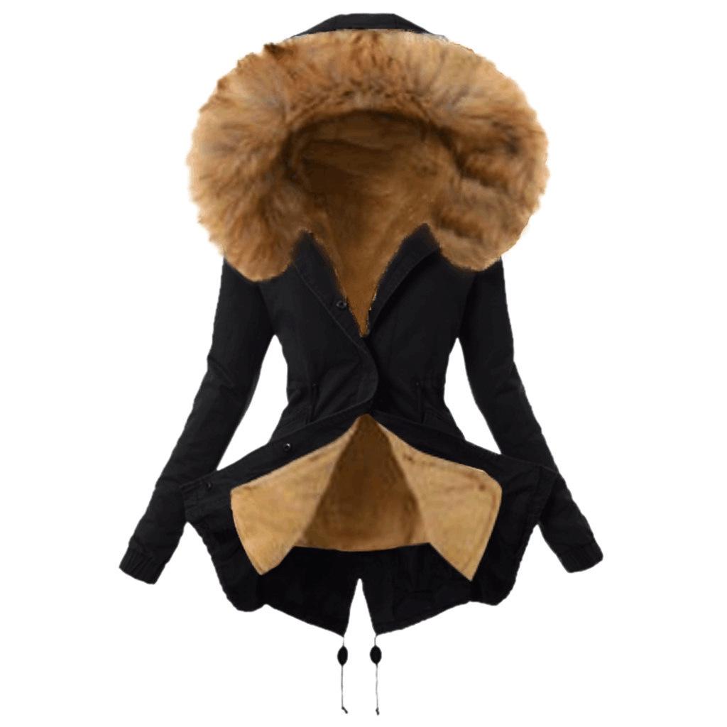 European Size Women's Mid-length Hooded Cotton Parka Coat - Winter Warmth