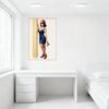Sexy Woman with Axe Tin Sign, Vintage Metal Wall Decor, Red Hat Navy Dress Art for Bar Pub Home Cafe, Vertical Grooved Pillar Fr