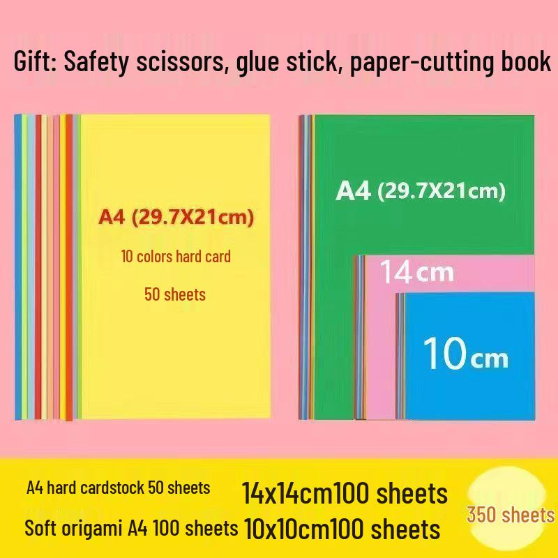 Color Origami Paper Set for Kids: A4 Square DIY Craft for Elementary & Kindergarten