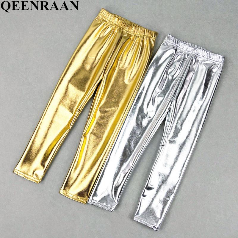 Shiny Girls' Leggings for Ages 3-7: Spring/Autumn Heavy Metal Dance Pants
