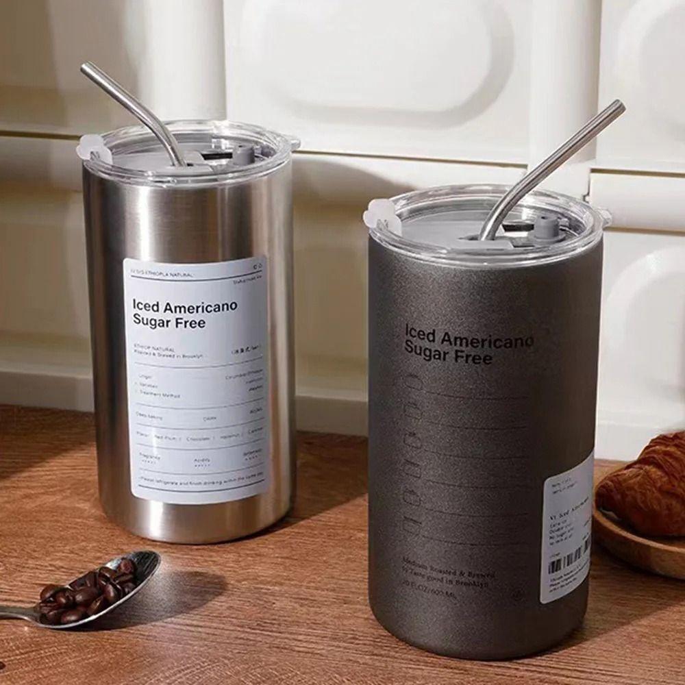 

Кофейная кружка с крышкой и соломой, герметичная изолированная чашка, портативная кофейная чашка