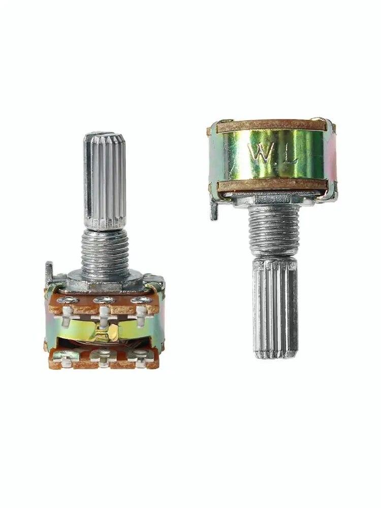 Potentiomètres WH148, arbre de 20mm, avec écrous et rondelles, 6 broches, 10 pièces, potentiomètres linéaires B1K B2K B5K B10K B20K B50K B100K B500K B1M