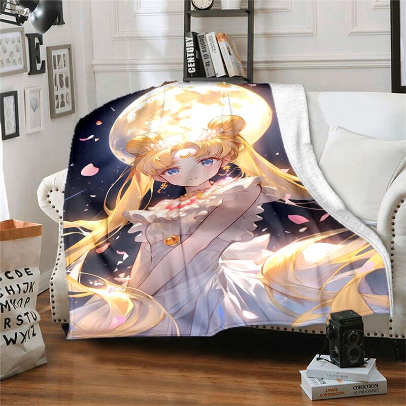 1pc Blanket Sailor Moon1 Print Design, Lightweight Blanket for Sofa, Bed- Soft &Warm, Gift for All Seasons like Christmas, Halloween