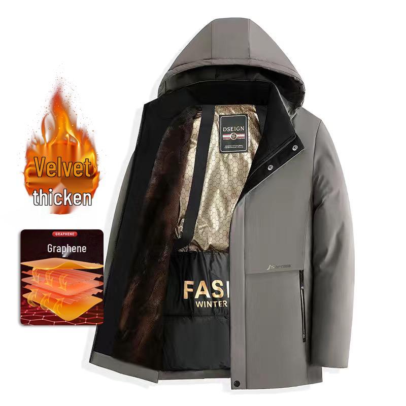 

Luomeng Men s Winter Cotton Padded Coat: Warm, Fleece-Lined, and Thickened for Middle-Aged and Elderly 4XL for 150-170 lbs