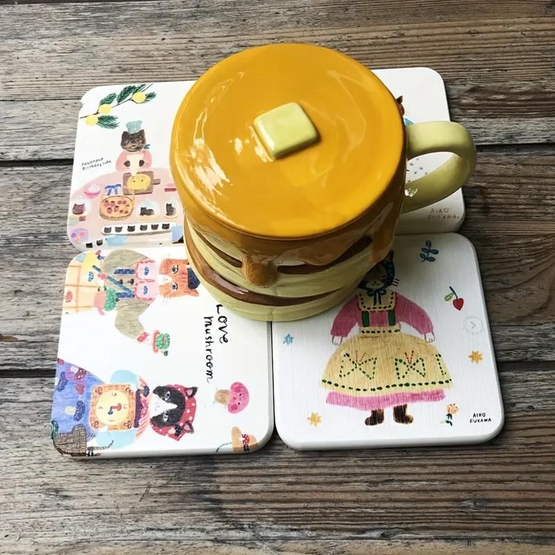 1PC Table Mats for Home Decor Cute Square Round Japanese Diatom Mud Cup Coasters Heat-Resistant Multiple Options Available