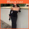 Sexy Off Shoulder Bodycon Dress With Slit For Club Nightlife