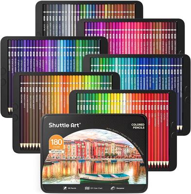 Colored 180 Color Pen Set for Adult Coloring Metallic Pencil Tin Entrance Gift Pencils, Colors, Oil-Based, Books, Colors, Sharpener,