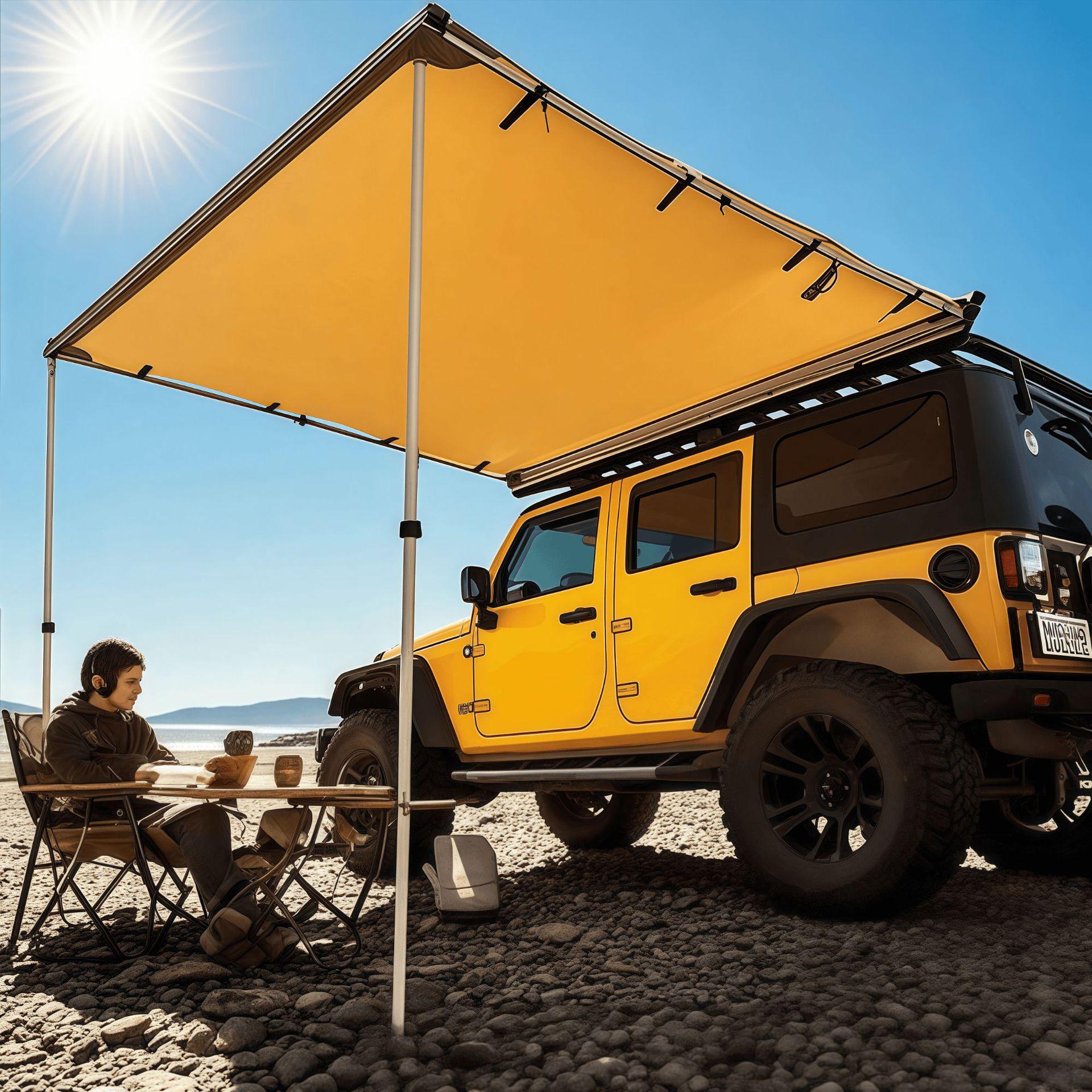 Portable Waterproof Camping Tent with Mosquito Net and Sun/Rain Protection - Outdoor Folding Side Tarp 1.6x2.5 (Deluxe)