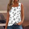 Modisches, lässiges Tanktop für Damen mit Blumendruck und quadratischem Ausschnitt, ärmellos