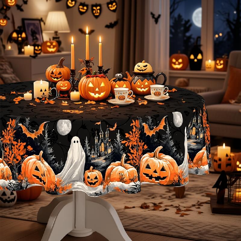 Tovaglia Vespri Halloween, tovaglia con motivo di zucca spettrale e fantasma, decorazione per la celebrazione di ottobrezyc