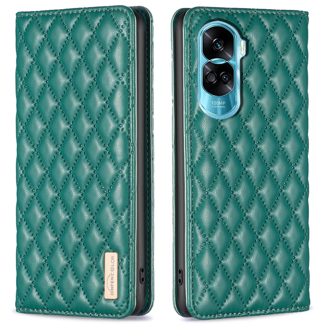 

BINFEN COLOR BF Style-16 For Honor X50i 5G/90 Lite 5G Phone Case Card Holder PU Leather Stand Cover Green
