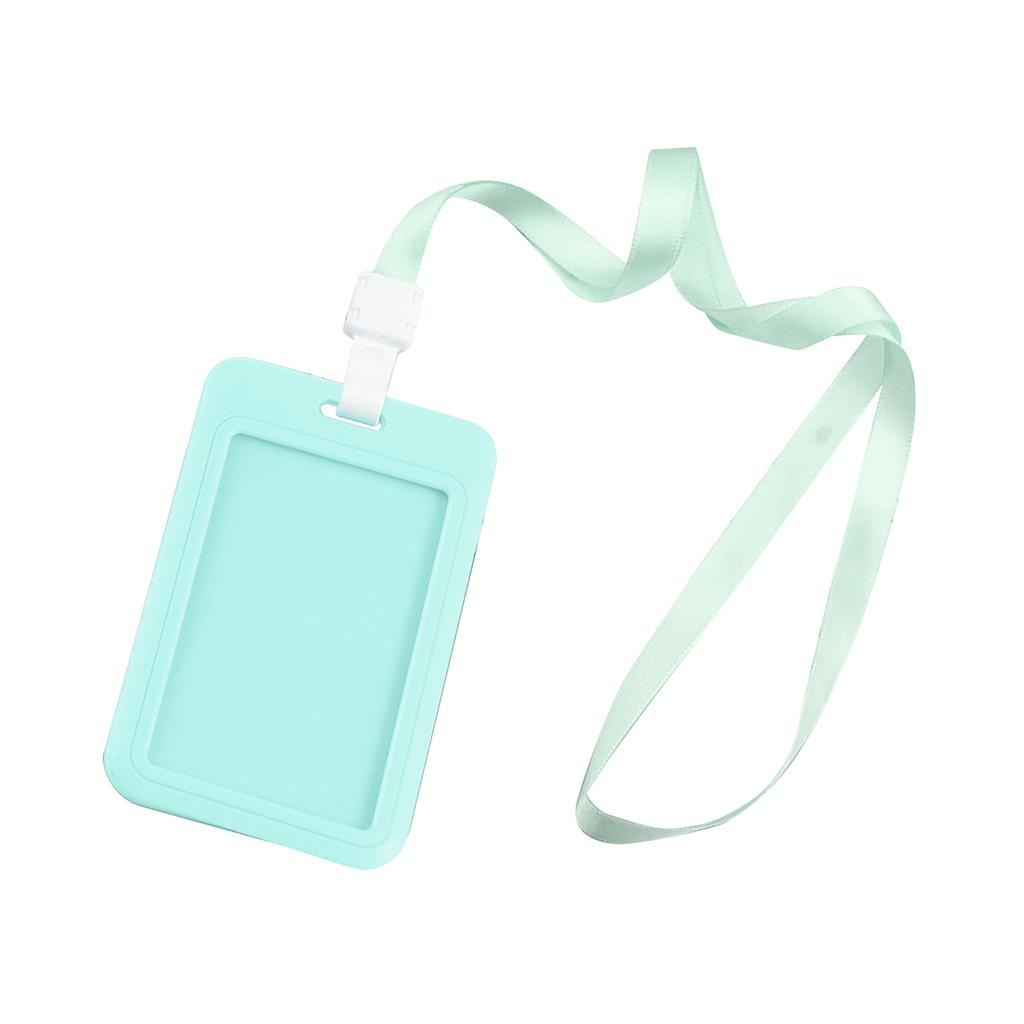 Badge Holder Bright Color Thick Sturdy ABS Rounded Corner Waterproof Bus Card Holder with Lanyard for Company School