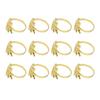 12PCS Metal Napkin Rings Leaf Napkin Ring Holders Metallic Adornment for Table Kitchen Dinner Party Wedding Gold