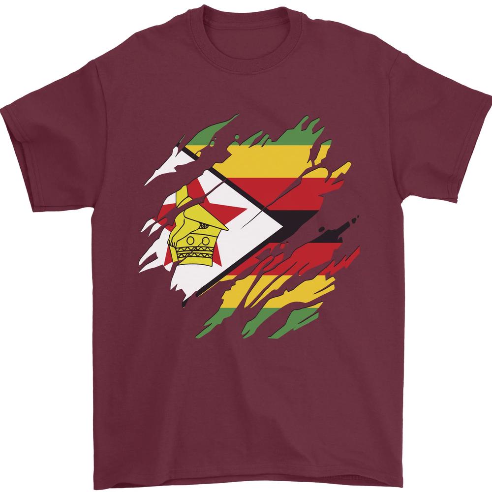 Torn Zimbabwe Flag Zimbabwean Day Football Unisexs TShirt 100 Cotton S