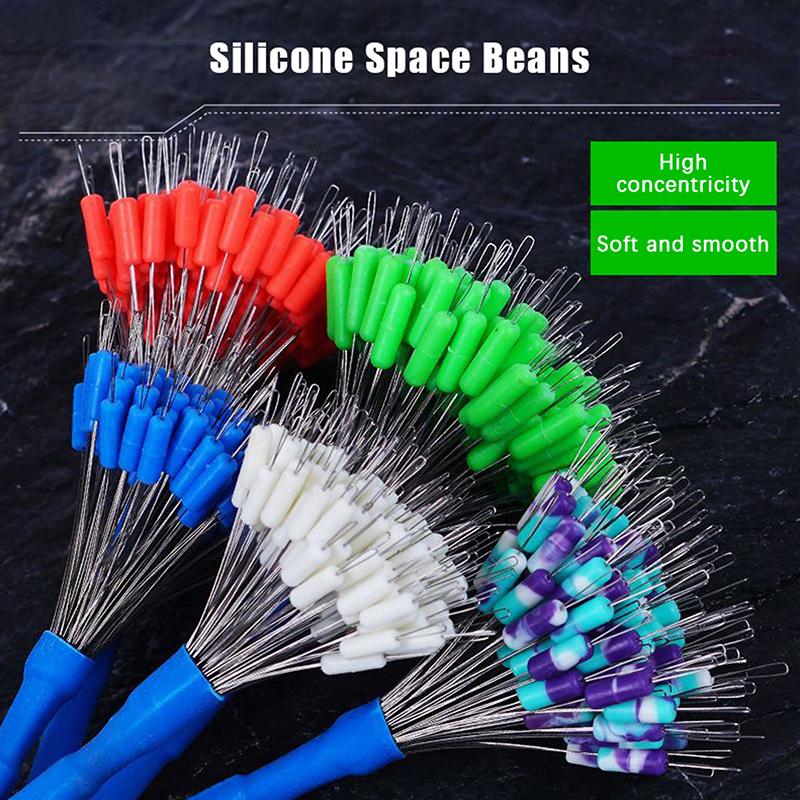 

100Pcs/Bag Many Colors Float Fishing Bobber Silicone Stopper Space Bean Connector Fishing Line Resistance Fishing Accessories зелений
