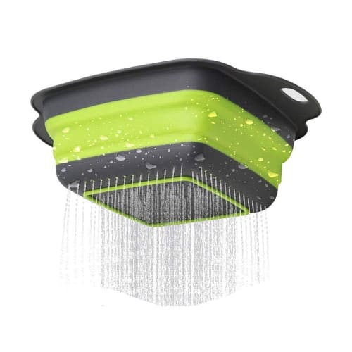 VIBACT UNS Foldable Silicone Drainer, Square, Easy to Store (Green)