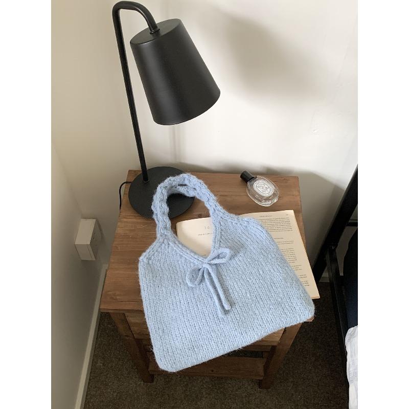 Casual bag bow handbag Japanese autumn and winter cute underarm bag large capacity simple knitted bag new