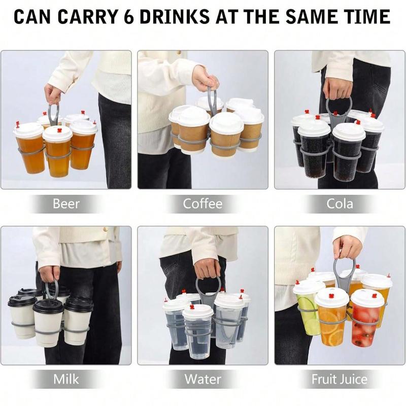 1/2PCS 6-Slot Foldable Drink Caddy Rotatable Cup Organizer Holder Lightweight Sturdy Plastic Beverage Holder Party Accessory