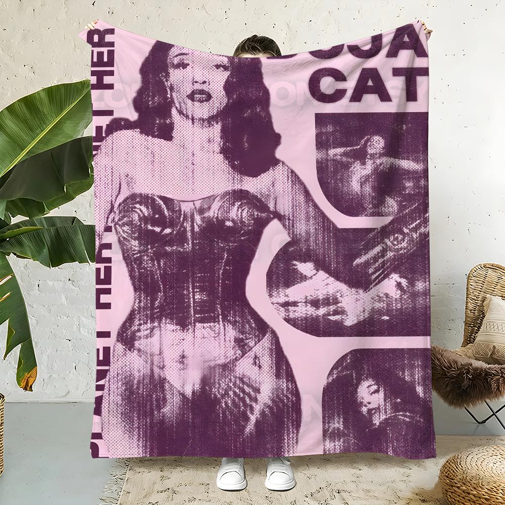 Music D-Doja Cat Throw  Flannel Throw Blanket,Bed Home Office Nap Blanket Travel,Camping,Picnic Blanket Soft Decor 75X95CM
