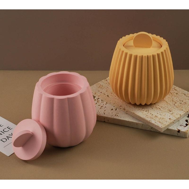 Striped Jar Candle Holder Resin Molds Tray Silicone Molds Resin Epoxy Ornaments Casting Mold for DIY Candlestick Jewelry