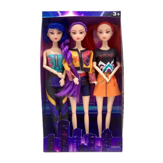 3Pcs K-pop Fashion Doll with 9 Movable Joints Dynamic Pose Doll Collectible Action Figure with Unique Style