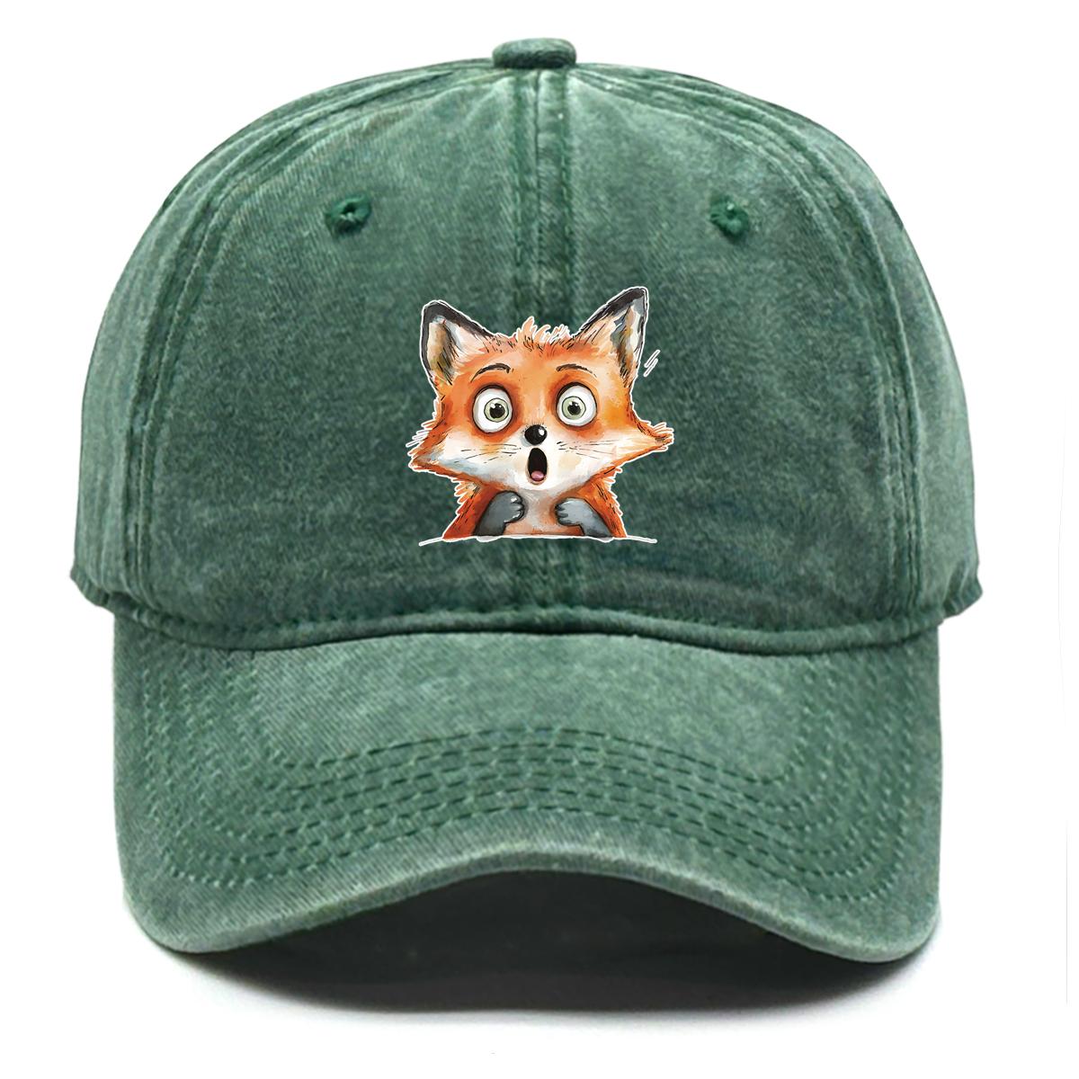 

Cute Fox Print Adjustable Baseball Hat, Animal Sports Hat Headwear Distressed Inelastic Lightweight Snapback Sun Hat as the picture зелёный