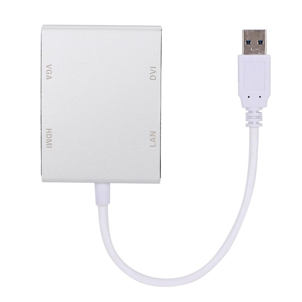 High Quality MultiFunctional Aluminum Alloy USB 3.0 To VGA HDMi LAn TDVI Converter Adapter