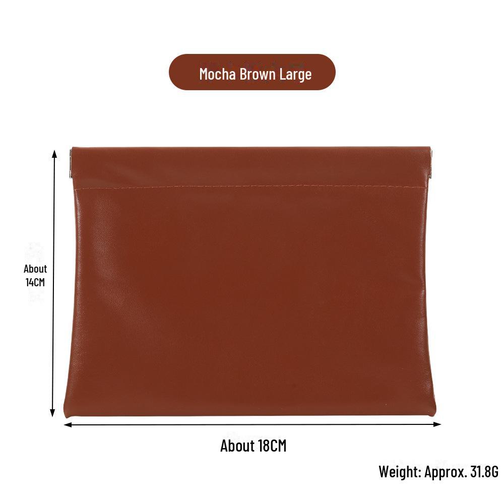 Auto-Close PU Leather Cosmetic Bag for Travel - Holds Lipstick, Earphones, Chargers, and Cables.