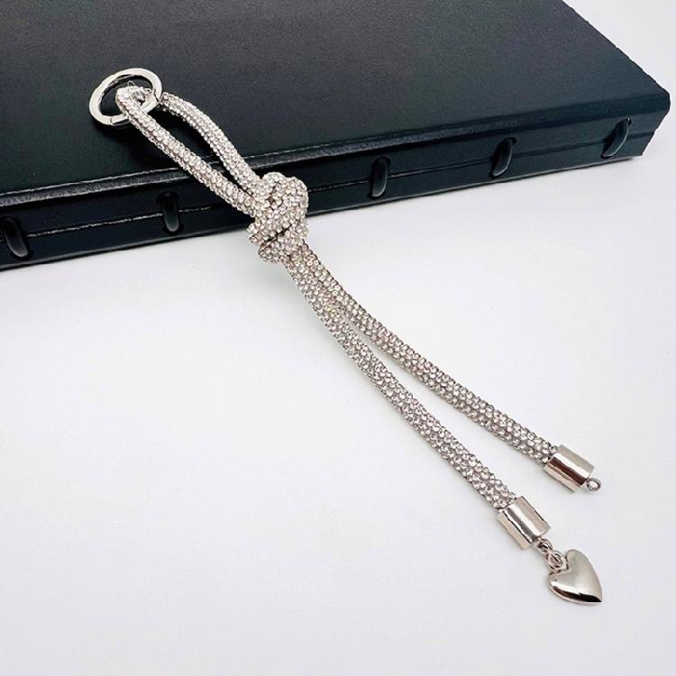 Diamonds Encrusted Heart Keychain Elegant Crystal Heart Phone Strap Keychain Charm Jewelry Gift for Trendy Ladies