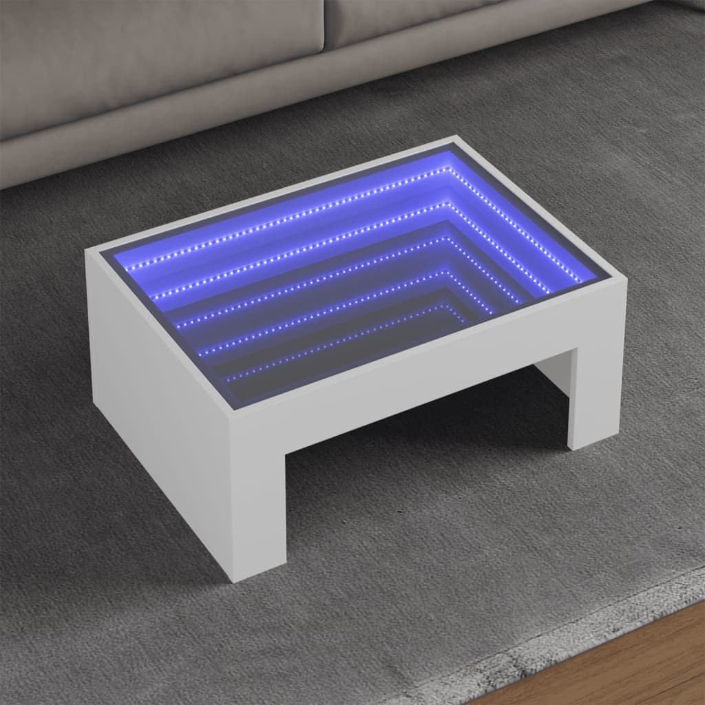 Stolik Kawowy Z Led Infinity, Biały, 70X50X30 Cm