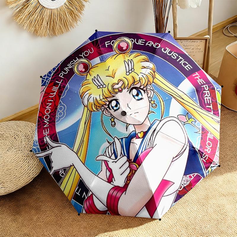 Japanese style Cute cartoon theme Sailor Moon Tsukino Usagi cartoon Umbrella Portable Home Essential Travel Outdoor Iron Multi functional Umbrella B1