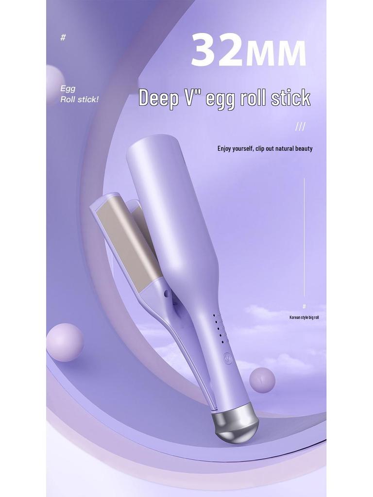 32mm Large Barrel Curling Iron with Deep V Wave Design for Safe and Effective Hair Styling
