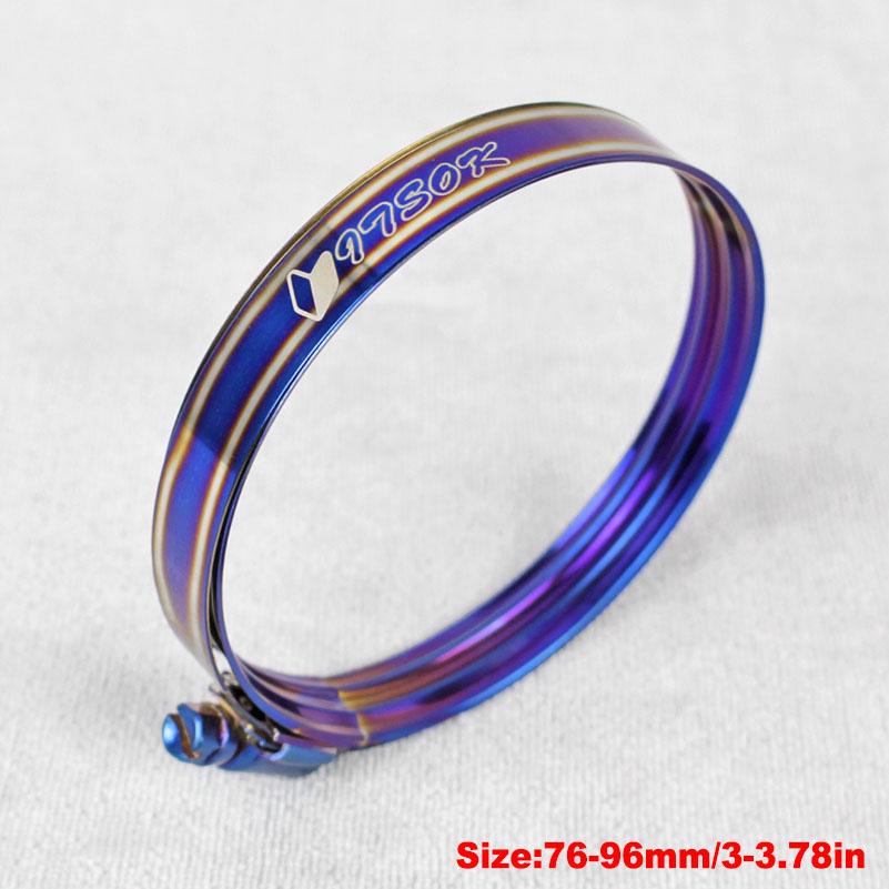 T-Bolt Hose Clamp Stainless Steel 37mm to 102mm Titanium Blue Adjustable Pipe Fix Clip Universal Hose Clamp 76-96mm