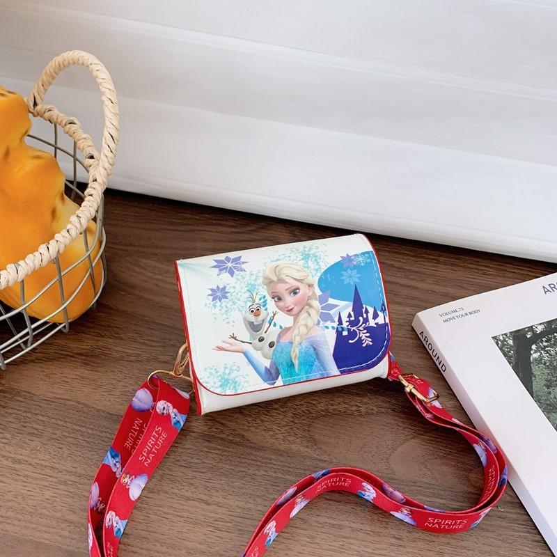 Kids Cartoon Shoulder Crossbody Bag With Frozen Elsa And Mermaid Design Print