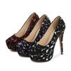 New Fashion 14cm High Heels For Women's With Flowers Casual Platform Stiletto Ladies Sexy Banquet Office Pumps Shoes