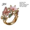 Leichter verstellbarer Ring Legierung Fingerring, Schmetterling Blume Form Öffnung Offenes Design Band für tägliches Tragen Date Party Romantischer Schmuck