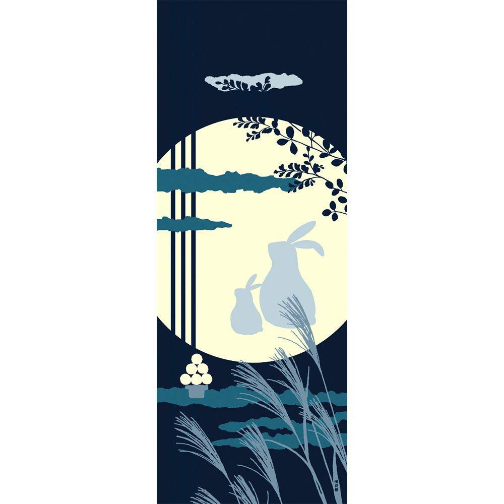 

Иллюстрированное полотенце для рук Hamamonyo «Лунный кролик» синий