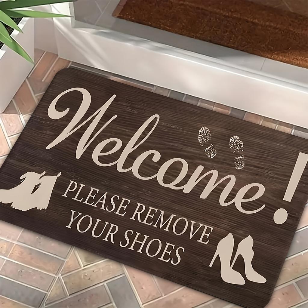 Shoe Footprint Pattern Welcome Slogan Floor Mat Entrance Floor Mat Decorative Floor Mat Welcome Mat Kitchen Mat Door Mat