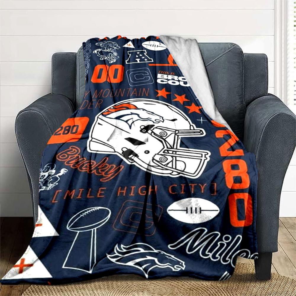 Denver Broncos Print Flannel Blanket High Quality Warm Comfortable Cover for All Seasons Perfect for Gifts Home Decor