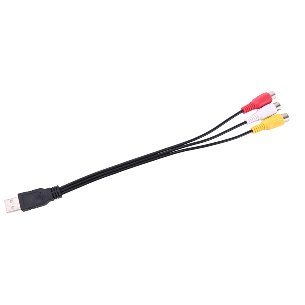 1Pc Usb Male Plug To 3 Rca Female Adapter Audio Converter Video Av A/V Cable Usb To Rca Cable For Hdtv Tv Television Wire Cord