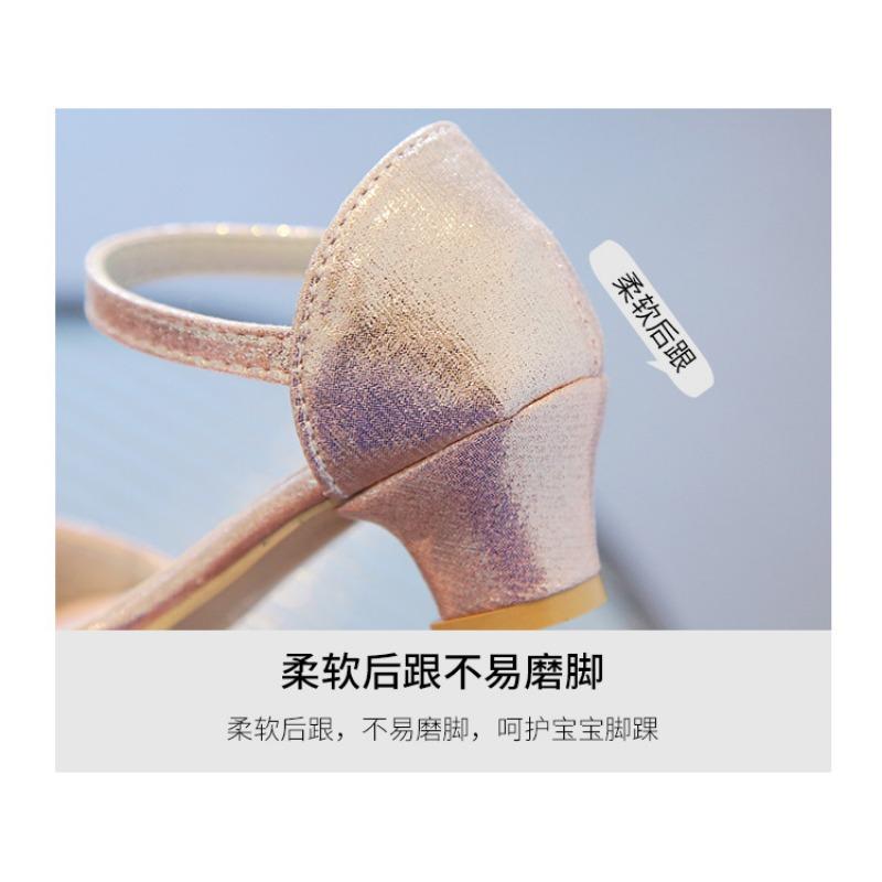 Girls Korean Style Princess Crystal Closed Toe High Heel Dance Sandals