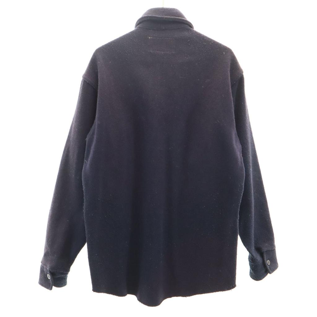 Melton 70s Made In USA Vintage Long Sleeve Wool Shirt M Navy Men's Used