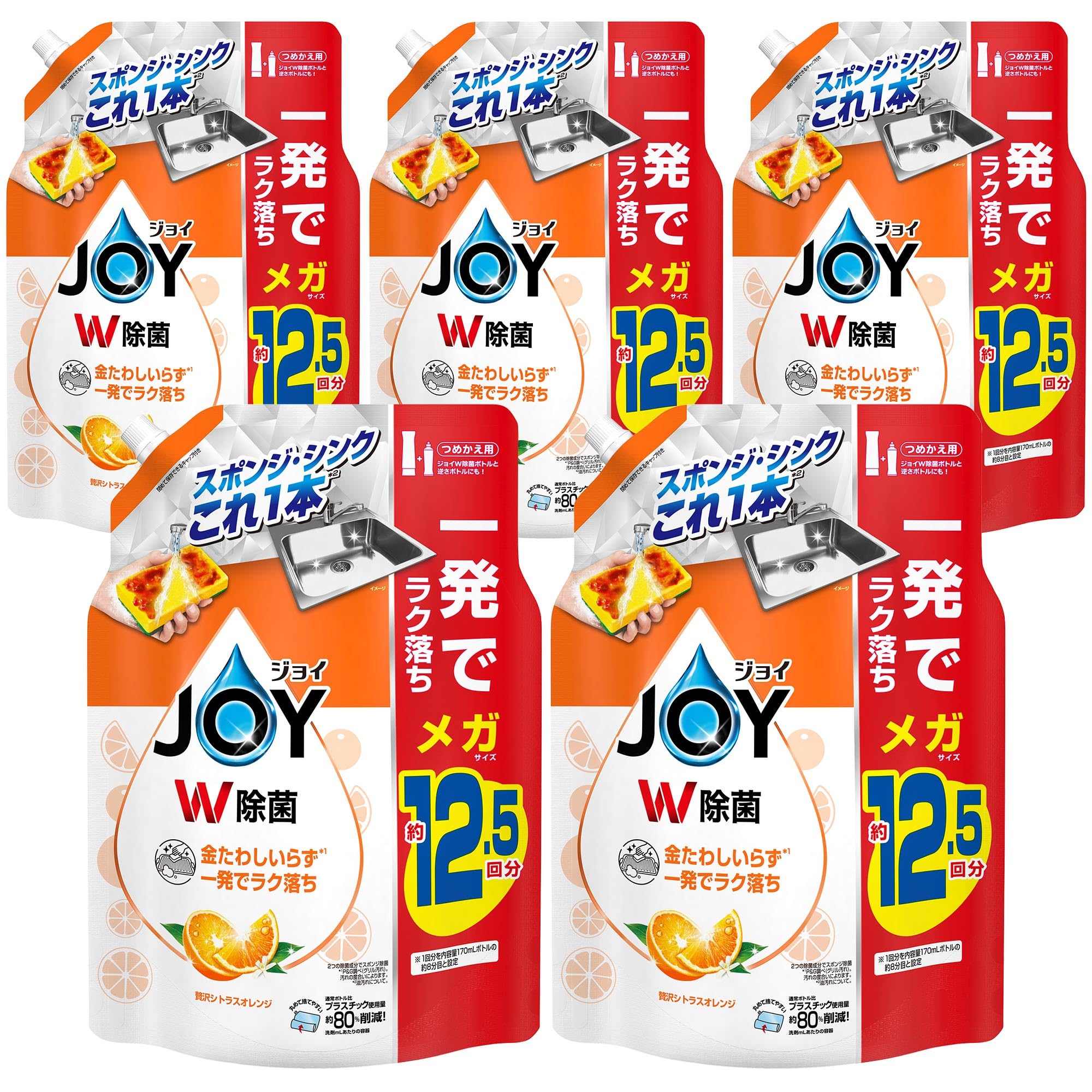 

Joy W дезинфицирующее моющее средство для посуды Luxury Citrus Orange Refill 1620 мл x 5 пакетов [Большая емкость] [Корпус продукта]